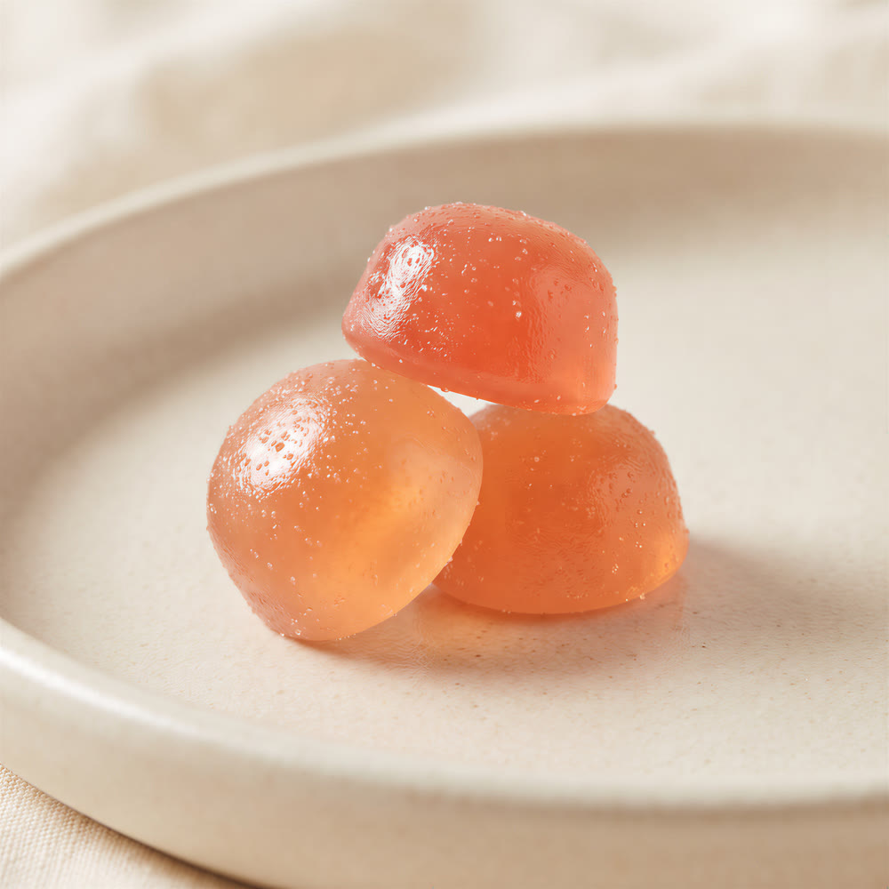 Creatine gummies on a ceramic plate